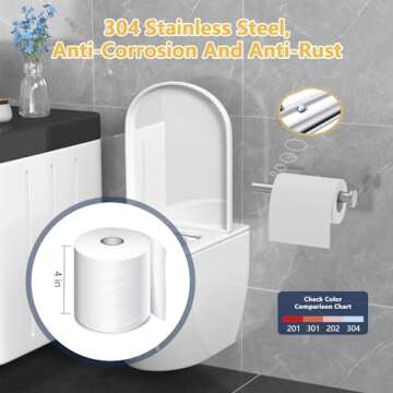 WYSE Self Adhesive Toilet Paper Holder Silver,Stick on Toilet Paper Holders for Bathroom RV,No Drill...