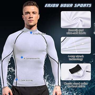 2/3 Pack Men's Compression Shirts Long Sleeve Workout Shirts Mock Turtleneck Athletic Base Layer Act...