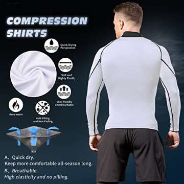 2/3 Pack Men's Compression Shirts Long Sleeve Workout Shirts Mock Turtleneck Athletic Base Layer Active Undershirts Tops