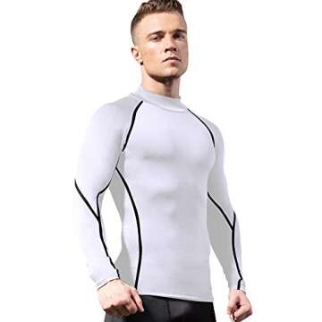 2/3 Pack Men's Compression Shirts Long Sleeve Workout Shirts Mock Turtleneck Athletic Base Layer Active Undershirts Tops