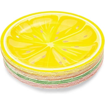 Citrus Party Plates with Gold Foil - 48 Pack
