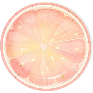 Citrus Party Plates with Gold Foil - 48 Pack