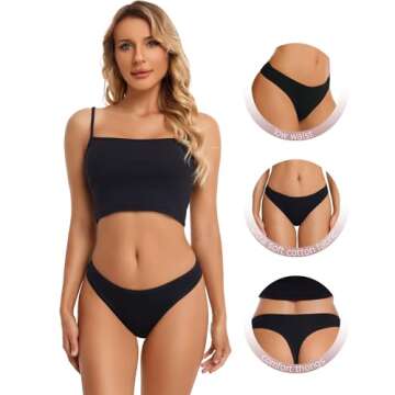 ANZERMIX Women's Breathable Cotton Thong Panties - 6-pack Fashion Assorted for Comfort