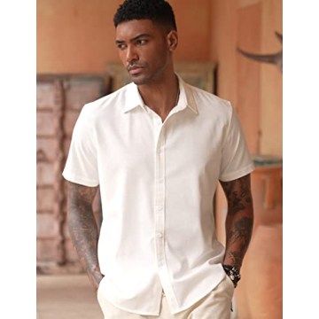 COOFANDY Men's Trendy Casual Linen Button Up Shirt