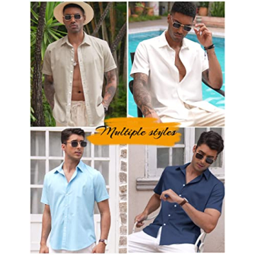 COOFANDY Men's Trendy Casual Linen Button Up Shirt