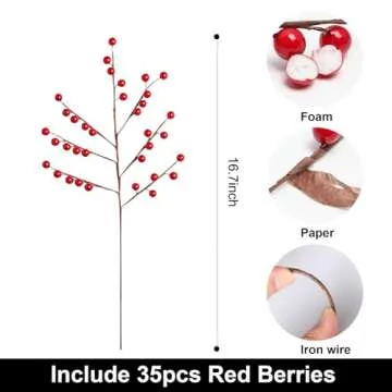 Stylish Red Holly Berry Stems for Holiday Decor