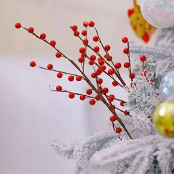 Stylish Red Holly Berry Stems for Holiday Decor