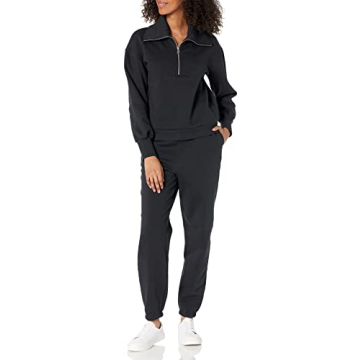 The Drop Women's Hayley Half Zip Fleece Sweatshirt Black