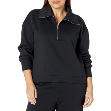The Drop Women's Hayley Half Zip Fleece Sweatshirt Black