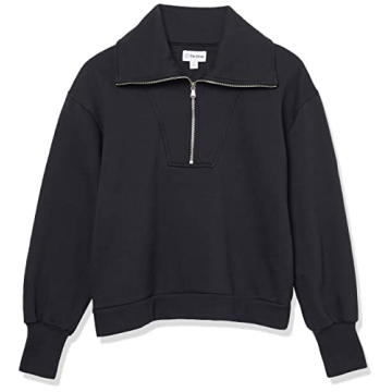 The Drop Women's Hayley Half Zip Fleece Sweatshirt Black