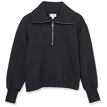 The Drop Women's Hayley Half Zip Fleece Sweatshirt Black