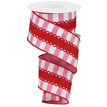 Craig Bachman 2.5" Pink/White Lace Ribbon for Crafts