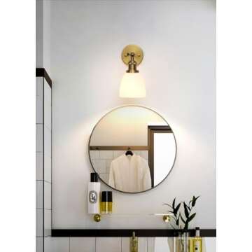Pathson Industrial Wall Sconce Lighting with Milk White Glass, Rustic Vintage Style Wall Vanity Light Fixture for Living Room Bedroom Bathroom Modern Kitchen Lamp
