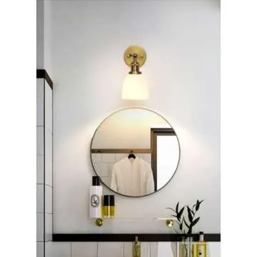 Pathson Industrial Wall Sconce Lighting with Milk White Glass, Rustic Vintage Style Wall Vanity Light Fixture for Living Room Bedroom Bathroom Modern Kitchen Lamp