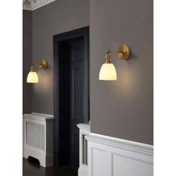 Pathson Industrial Wall Sconce Lighting with Milk White Glass, Rustic Vintage Style Wall Vanity Light Fixture for Living Room Bedroom Bathroom Modern Kitchen Lamp