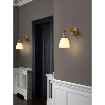 Pathson Industrial Wall Sconce Lighting with Milk White Glass, Rustic Vintage Style Wall Vanity Light Fixture for Living Room Bedroom Bathroom Modern Kitchen Lamp