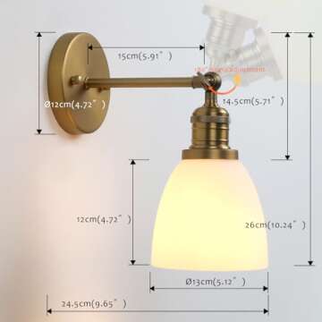 Pathson Industrial Wall Sconce Lighting with Milk White Glass, Rustic Vintage Style Wall Vanity Light Fixture for Living Room Bedroom Bathroom Modern Kitchen Lamp