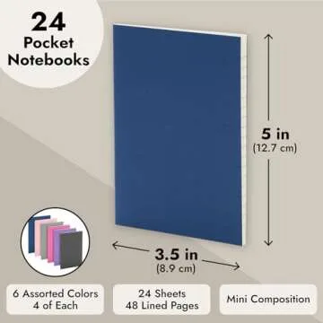 Paper Junkie 24 Pack Mini Paper Notebooks for Kids, Bulk Pocket Notepads with 48 Lined Pages for Journaling, Writing, Composition, School Supplies (6 Colors, 3.5 x 5 in)