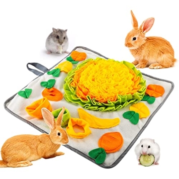20" Snuffle Feeding Mat for Rabbits & Small Pets - Washable Polar Fleece With Handle