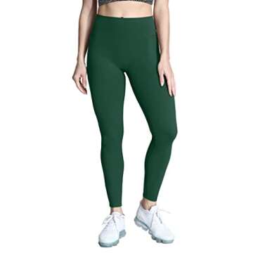 Aoxjox High Waisted Workout Leggings for Women - Trinity Yoga Pants 26.5" (Storm Green, Small)
