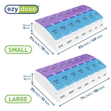 Ezy Dose Weekly AM/PM Pill Organizer, 7-Day Vitamin and Medication Box with Large Pop-Out Compartmen...