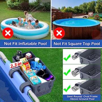 Awiivee Poolside Storage Basket for Above Ground Pools