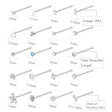 MILACOLATO 28Pcs Nose Rings Set | Stylish Piercing Jewelry