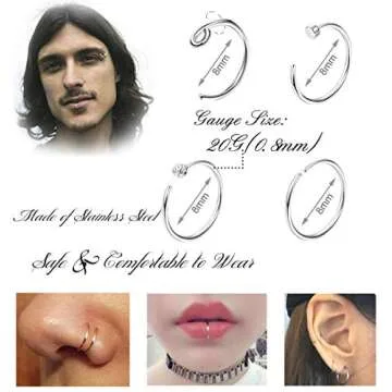 MILACOLATO 28Pcs Nose Rings Set | Stylish Piercing Jewelry