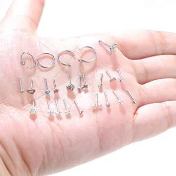 MILACOLATO 28Pcs Nose Rings Set | Stylish Piercing Jewelry
