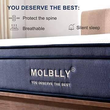 Molblly Full Mattress, 12 inch Hybrid Full Size Infused Memory Foam and Pocket Spring Mattress for Sleep & Pressure Relief, Medium Firm Mattresses, Blue 54"x75"x12"
