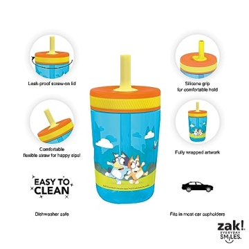 Zak Designs Bluey Tumblers - 15oz Leak-Proof & Fun for Kids