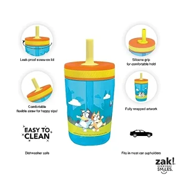 Zak Designs Bluey Tumblers - 15oz Leak-Proof & Fun for Kids