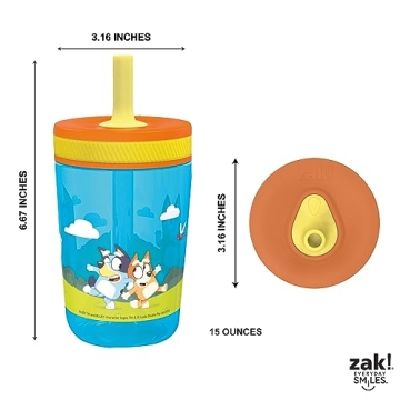 Zak Designs Bluey Tumblers - 15oz Leak-Proof & Fun for Kids
