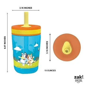 Zak Designs Bluey Tumblers - 15oz Leak-Proof & Fun for Kids