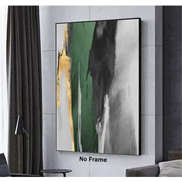 Abstract Green and Gold Canvas Wall Art Geometric Abstract Painting Dark Green Painting for Walls Large Minimalist Abstract Art Green and Gold Posters for Living Room Bedroom Decor 16x24inch No Frame