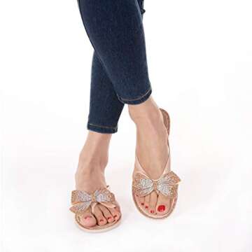 Stylish Mtzyoa Women Flip Flops with Bling Bow