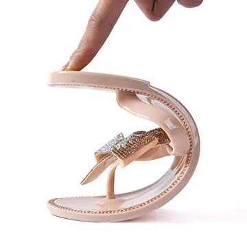 Stylish Mtzyoa Women Flip Flops with Bling Bow