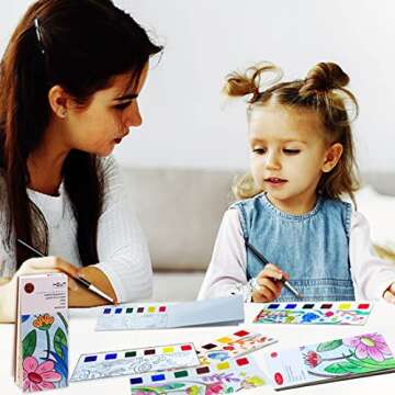 JUNQIU Watercolor Coloring Books for Kids Ages 4-8, Pocket Watercolor Painting Book for Toddlers, Ar...