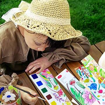 JUNQIU Watercolor Coloring Books for Kids Ages 4-8, Pocket Watercolor Painting Book for Toddlers, Arts and Crafts for Girls Boys, Water Colors Paint Kids