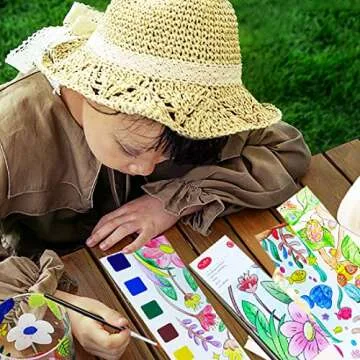 JUNQIU Watercolor Coloring Books for Kids Ages 4-8, Pocket Watercolor Painting Book for Toddlers, Arts and Crafts for Girls Boys, Water Colors Paint Kids