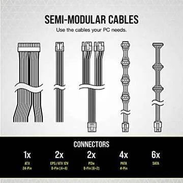 CORSAIR CX750M 80 PLUS Bronze Semi-Modular Low-Noise ATX 750 Watt Power Supply - NA - Black