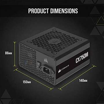 CORSAIR CX750M 80 PLUS Bronze Semi-Modular Low-Noise ATX 750 Watt Power Supply - NA - Black