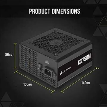 CORSAIR CX750M 80 PLUS Bronze Semi-Modular Low-Noise ATX 750 Watt Power Supply - NA - Black