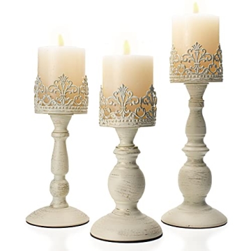 Vintage Gothic Candle Holders Set of 3- Distressed Metal