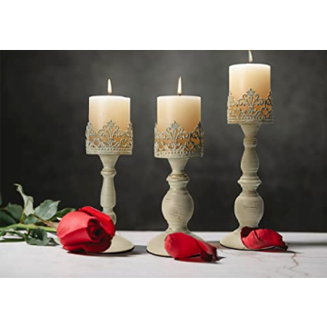 Vintage Gothic Candle Holders Set of 3- Distressed Metal
