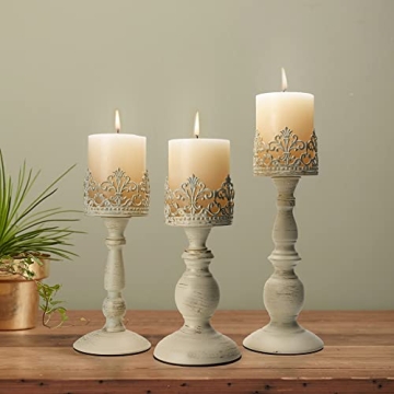 Vintage Gothic Candle Holders Set of 3- Distressed Metal