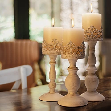 Vintage Gothic Candle Holders Set of 3- Distressed Metal