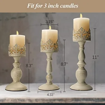 Vintage Gothic Candle Holders Set of 3- Distressed Metal