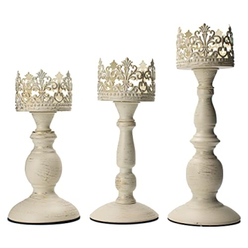 Vintage Gothic Candle Holders Set of 3- Distressed Metal