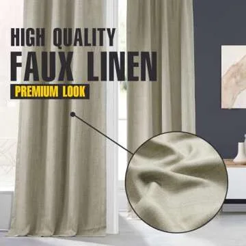 HPD Half Price Drapes Faux Linen Textured Room Darkening Curtains for Bedroom 84 Inches Long (1 Panel), 50W X 84L Curtains for Living Room Home Decor, Oatmeal
